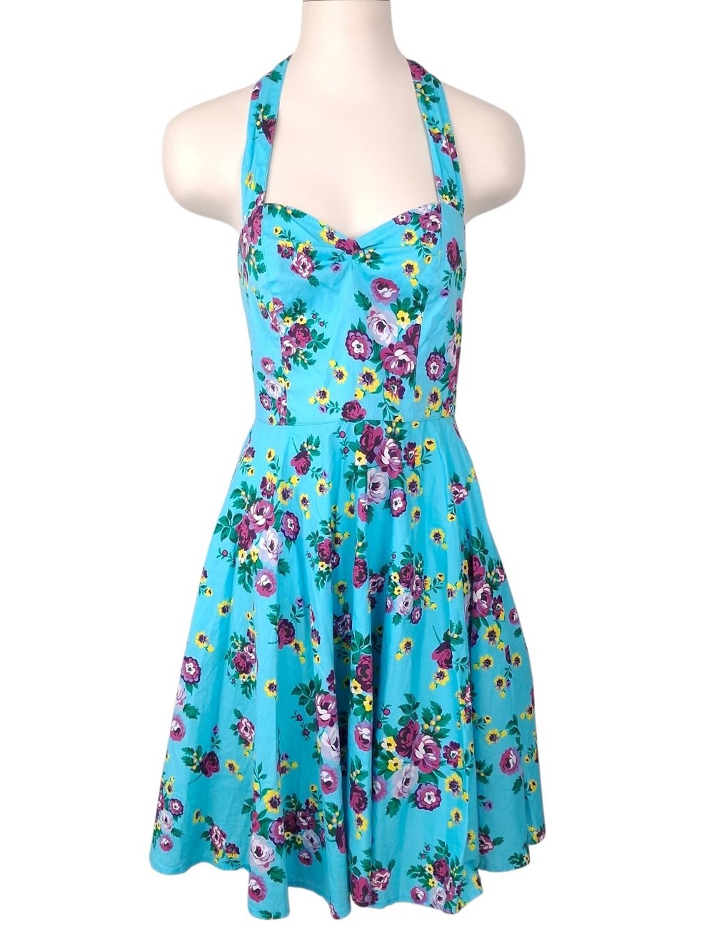 Hell Bunny Vixen May Day Dress halter rockabilly pinup floral 50s sweetheart